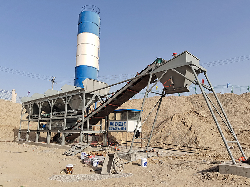 WDJ400型免基礎(chǔ)水穩(wěn)拌合站配立式水泥倉(cāng)